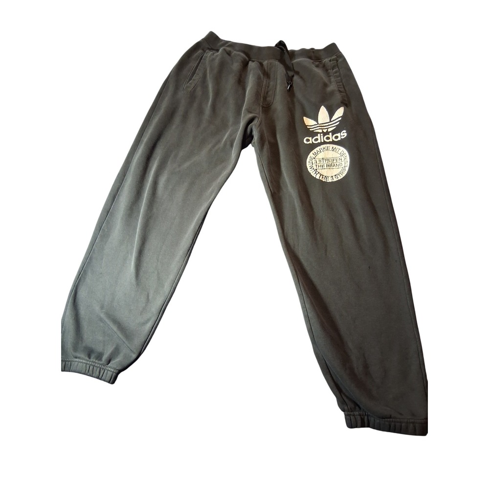 Adidas Originals Mens Trefoil Graphic Joggers Black Sweatpants Large 6071